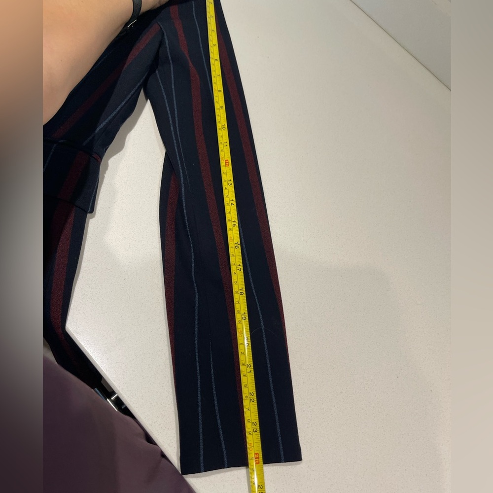 $698 Veronica Beard Carter Dickey jacket blazer navy merlot white stripe size 0 - Picture 11 of 16